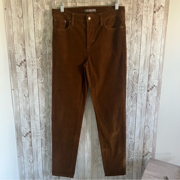 Garnet Hill Brown Skinny Corduroy Pants 6 - Picture 1 of 3